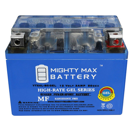 Mighty Max Battery YTX4L-BS 12V 3Ah GEL Battery for 2000-2004 Aprilia RS250 Motorcycle YTX4L-BSGEL112